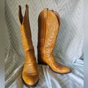 Tony Lama Vintage Golden Leather Cowboy & Western Boots Sizr 9.5D